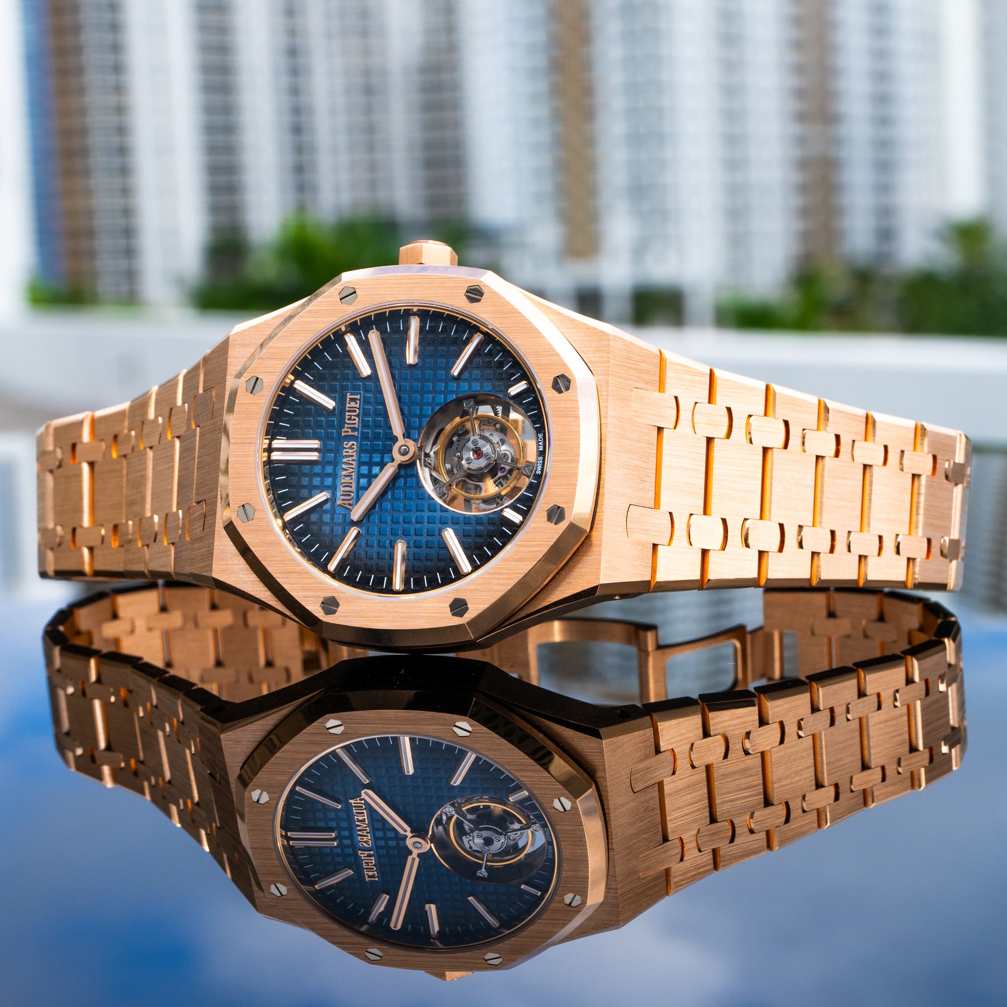 2023 Audemars Piguet 26730or Royal Oak Rose Gold Blue Dial