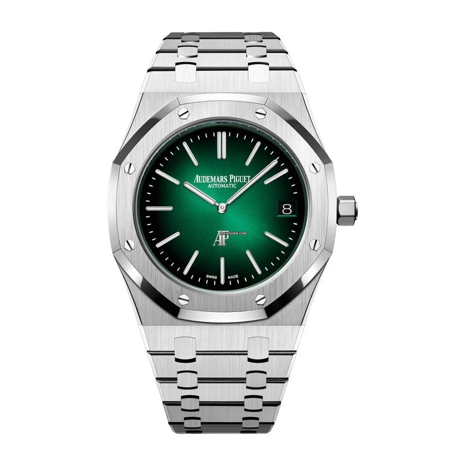 Audemars Piguet Unworn 2021 Platinum Royal Oak "Jumbo" Extra-Thin Green Dial 15202PT