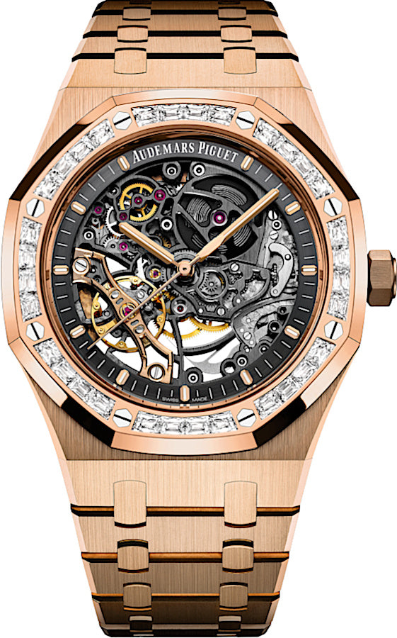 Audemars Piguet Royal Oak Double Balance Wheel Openworked Rose Gold Baguette Bezel 15412or