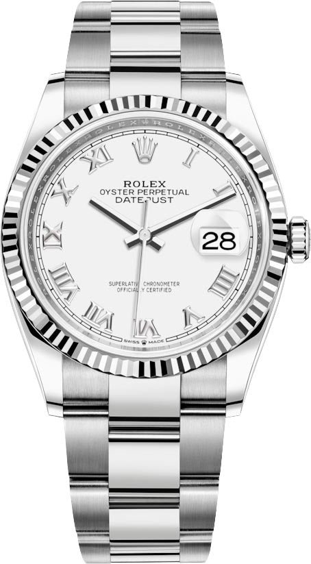 2022 Rolex Datejust 36mm White Roman on Oyster 126234