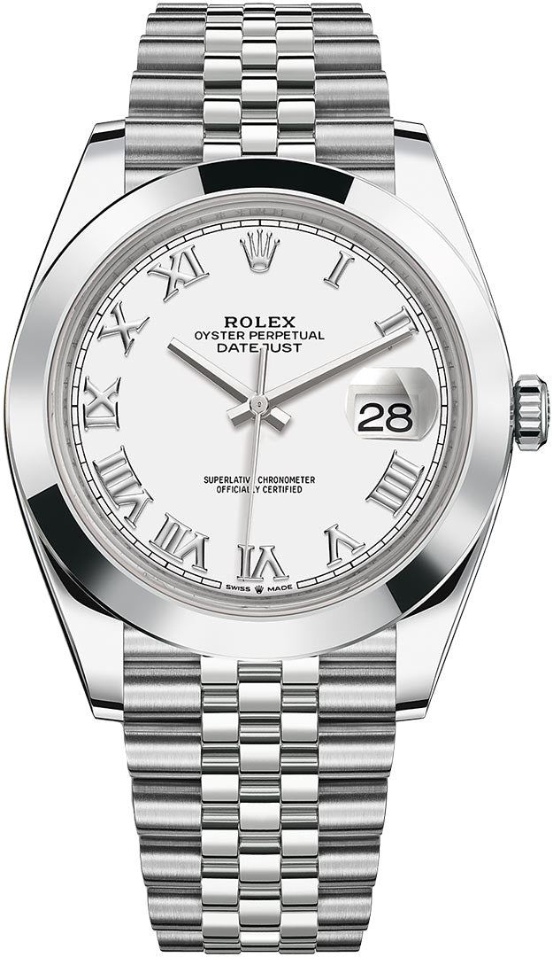 2022 Rolex Datejust 41mm White Roman dial Jubilee 126300