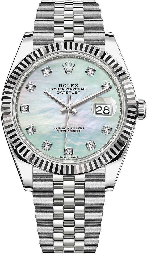 2022 Rolex Datejust 41 mother of pearl diamond dial 126334