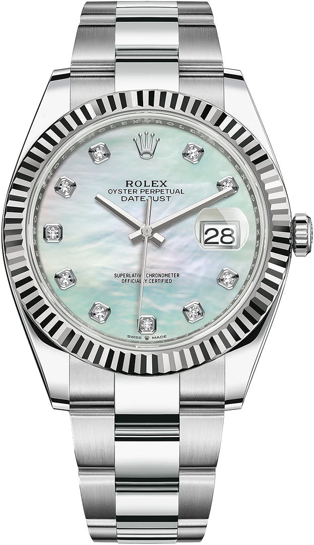 2022 Rolex Datejust 41 mother of pearl diamond dial on oyster 126334