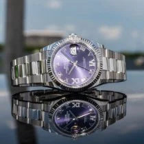 Unworn 2022 Rolex Datejust 36mm Purple Diamond Dial Roman Numerals 126234