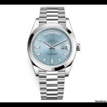 Rolex Unworn 2022 Day-Date Platinum Ice Blue Dial with Baguette Markers 40mm 228206