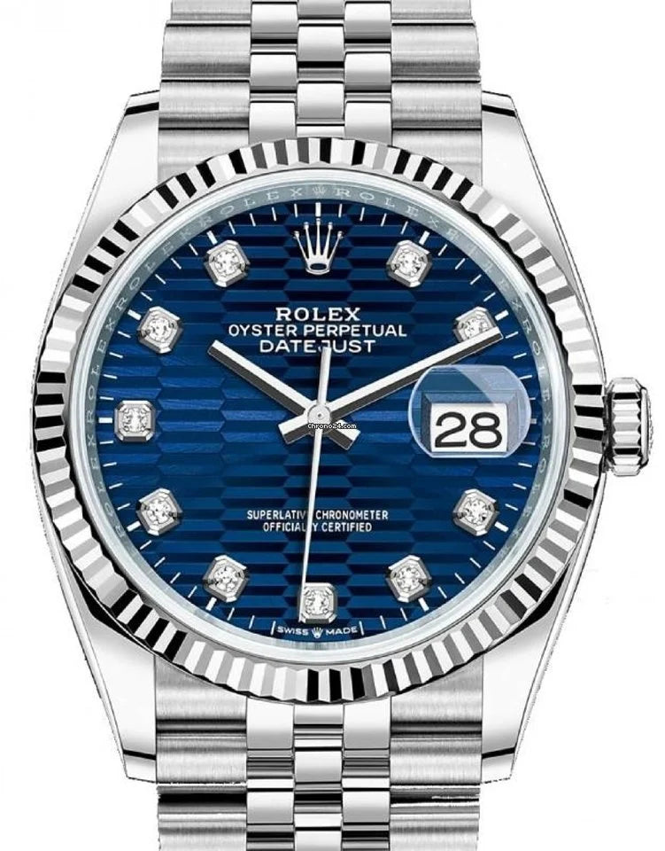 2022 Rolex Datejust 36mm Blue Motif Diamond Dial on Jubilee 126234