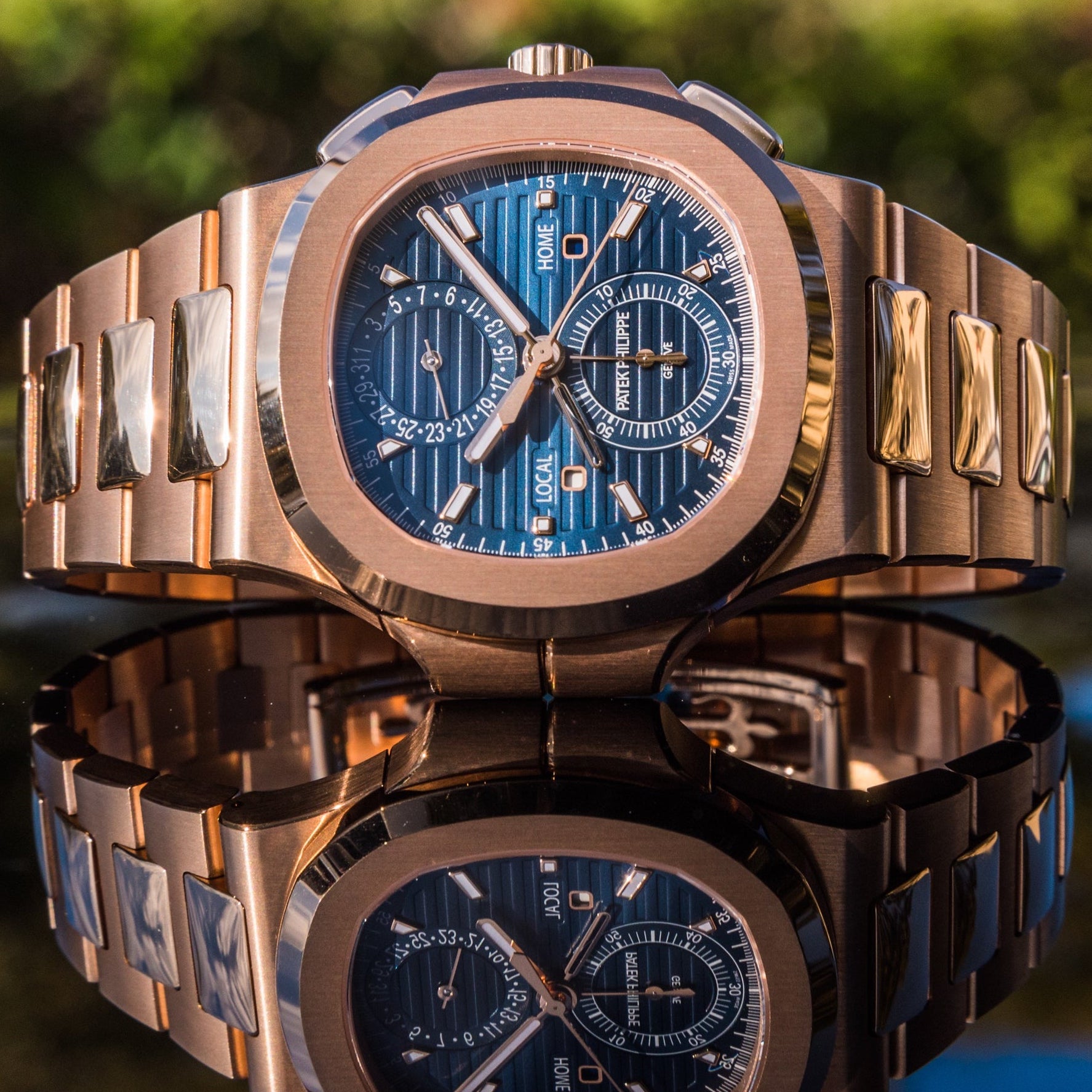 Patek Philippe 2023 Nautilus 5990/1R-001 Travel Time Chronograph Blue Dial