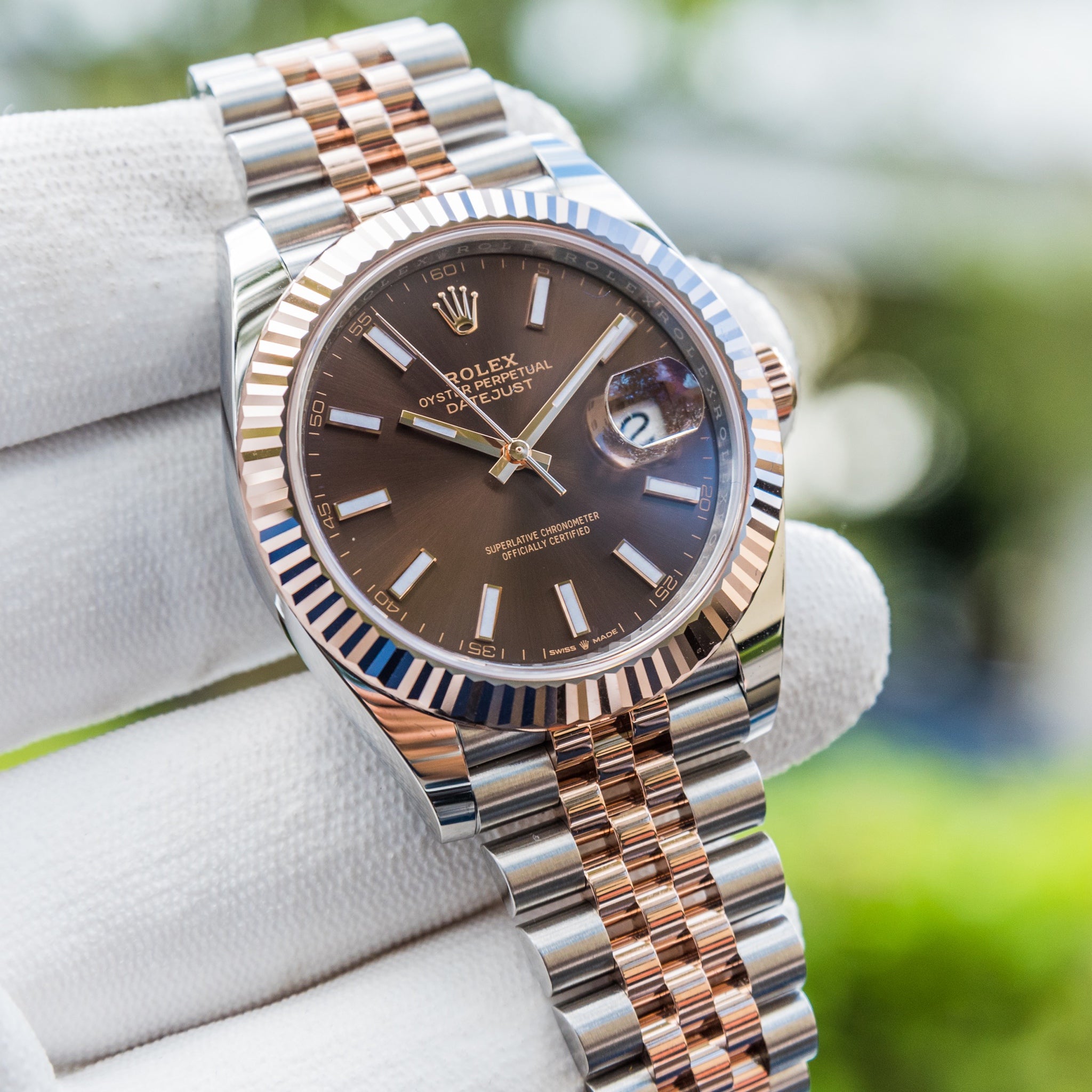 Rolex chocolate rose on sale gold