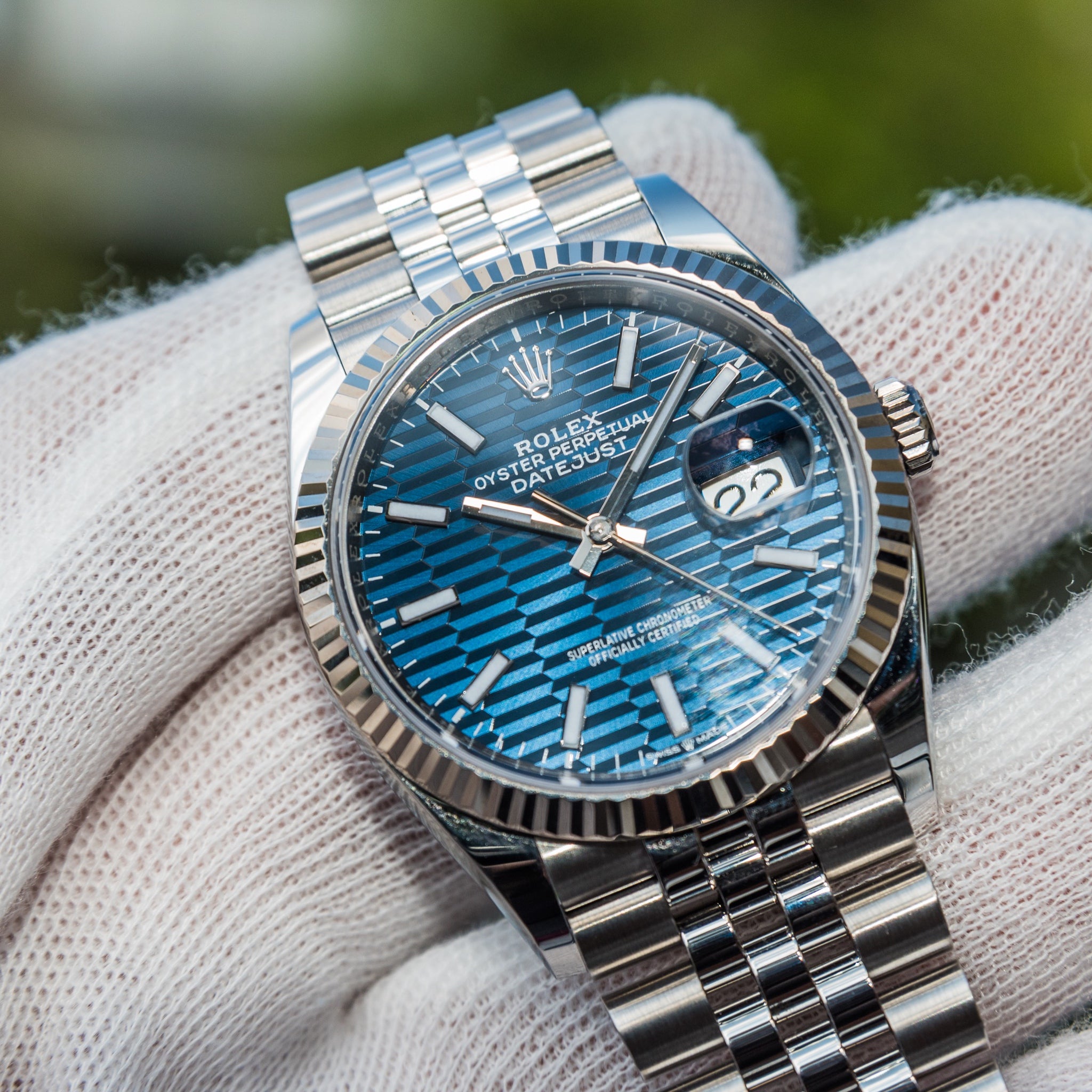 2022 Rolex Datejust 36mm Blue Motif on Jubilee 126234