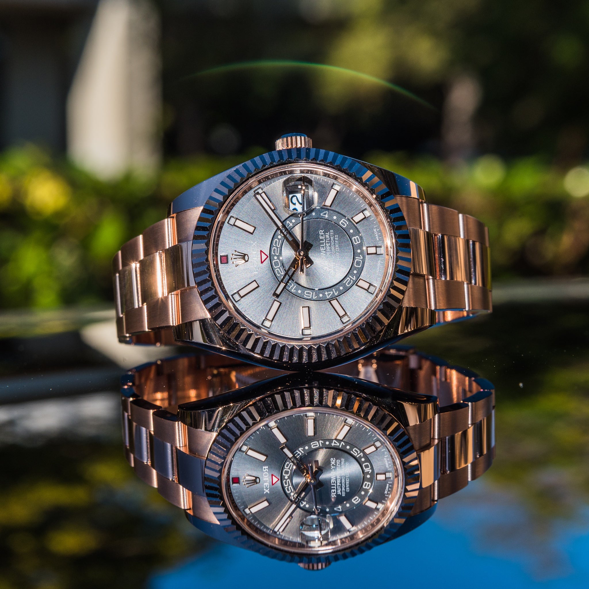 Sky dweller rose online gold rhodium