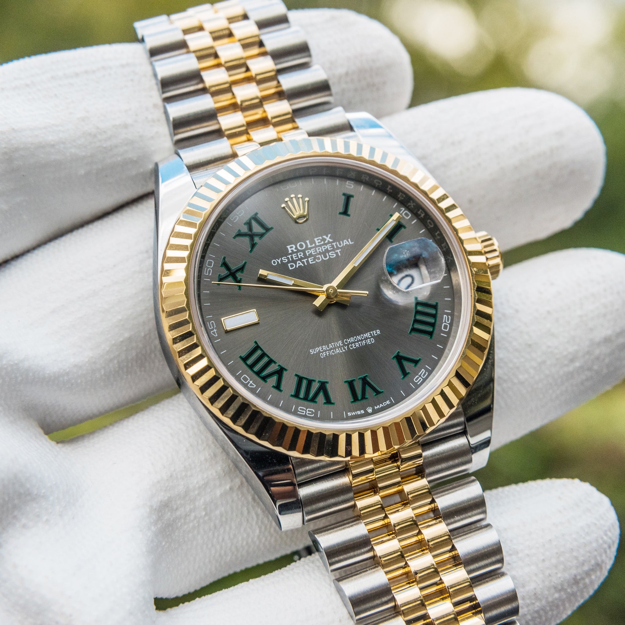 Unworn 2022 Datejust 41mm Wimbledon Glinted Bezel Jubilee 126333