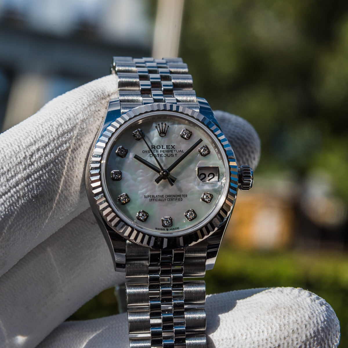 Rolex with pearl on sale face