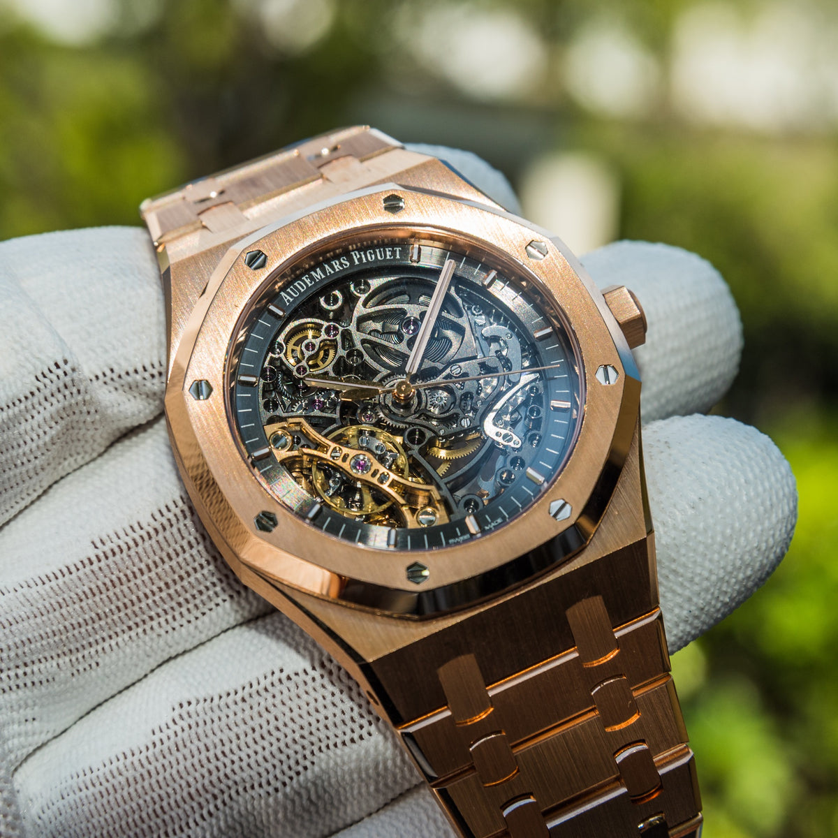Oak Skeleton Frosted Rose Gold Ap Rose Gold Ap Audemars Piguet