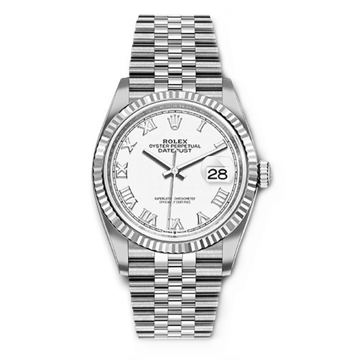 2022 Rolex Datejust 36mm White Roman on Jubilee 126234