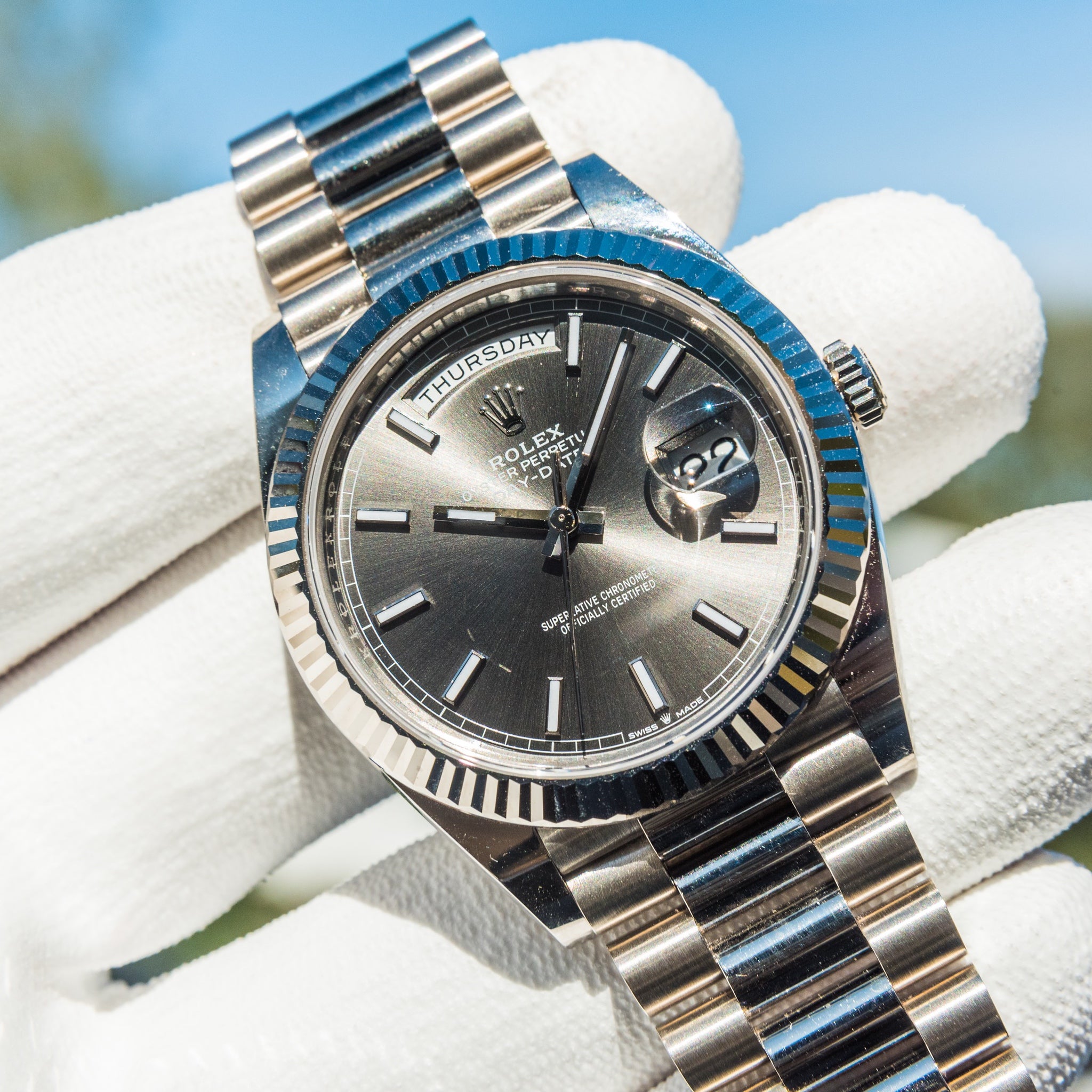 Rolex day date grey new arrivals