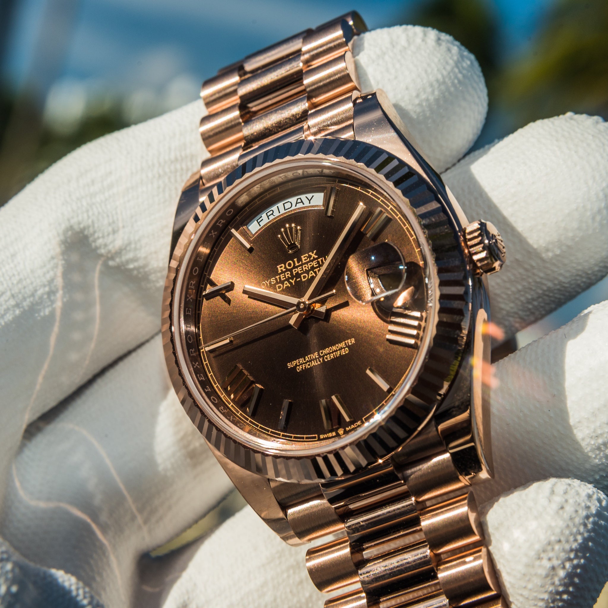 Rolex day date 40 chocolate dial new arrivals