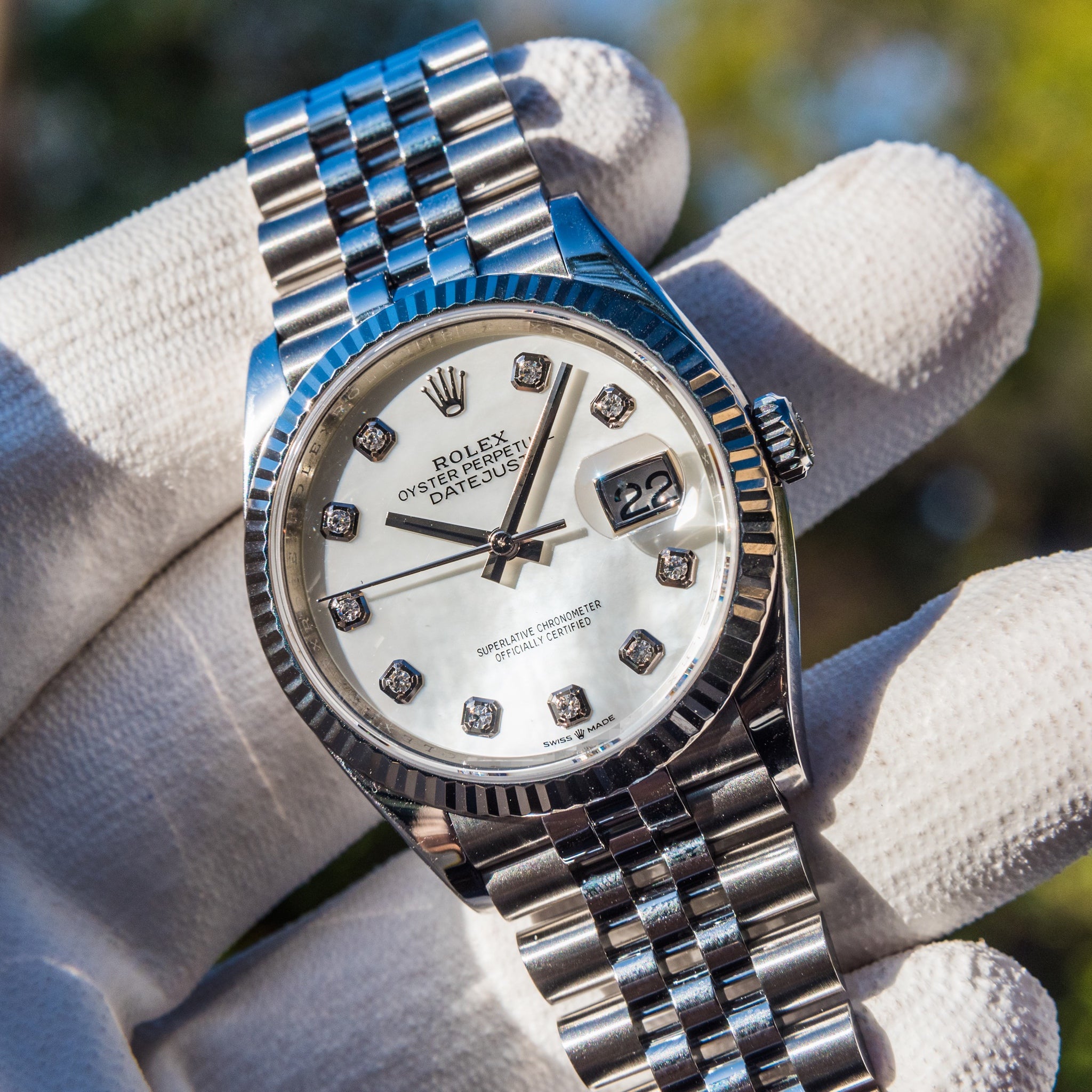 Rolex datejust mother of pearl 36mm sale