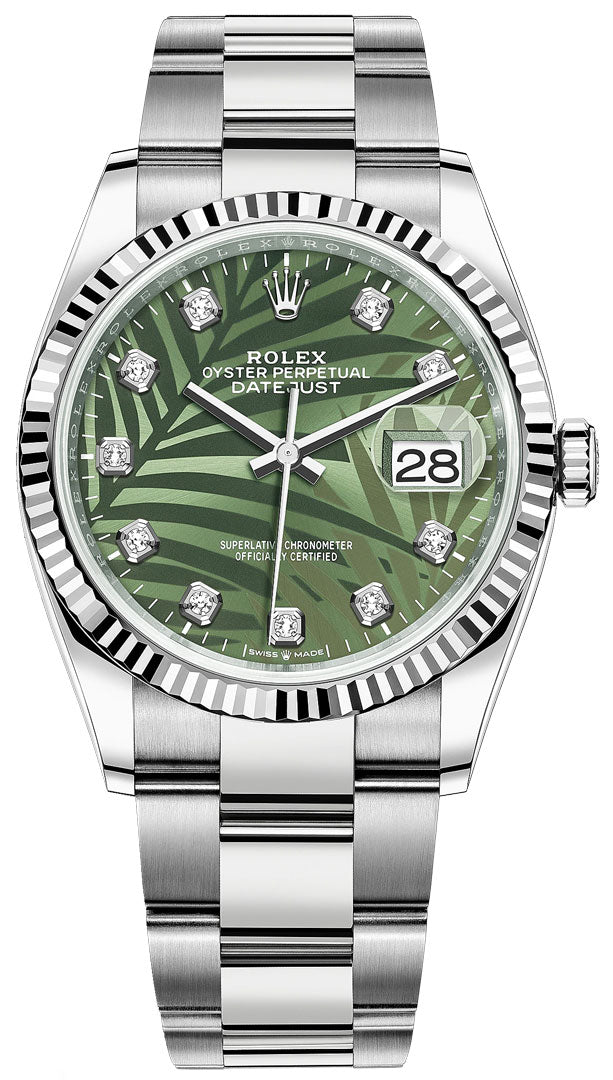 2022 Rolex Datejust 36mm Oyster Palm Diamond Dial 126234