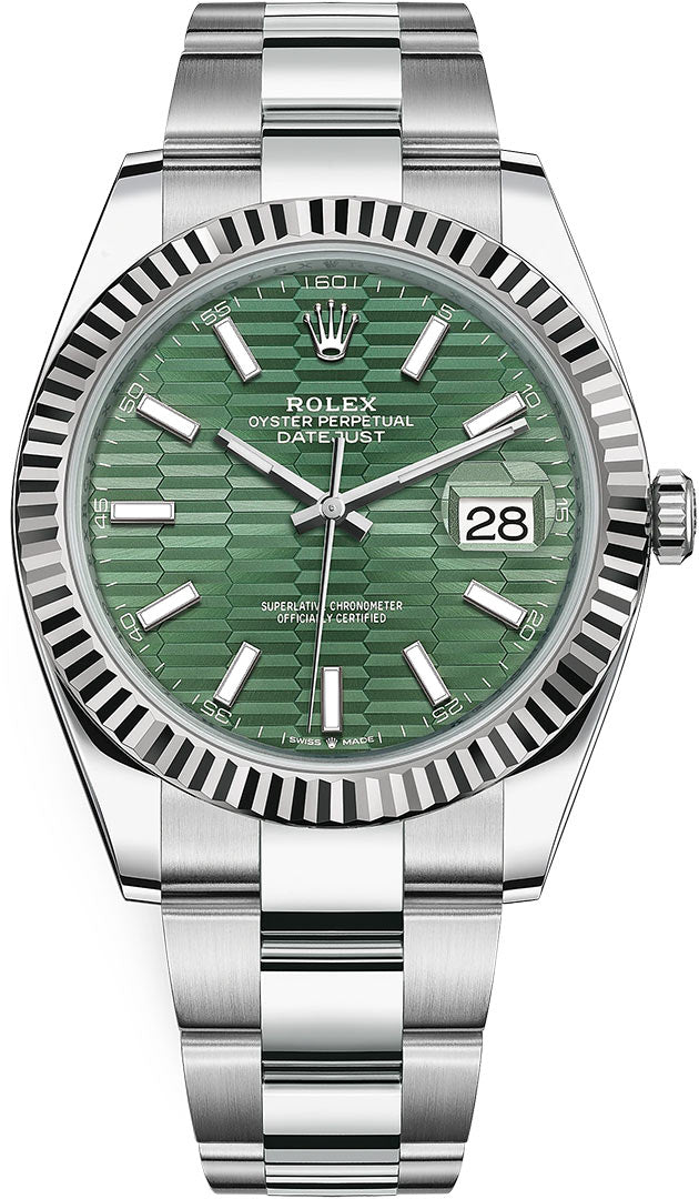 2022 Rolex Datejust 41mm Green Motif Oyster Bracelet New Release 126334